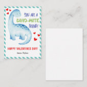 Dinosaur Classe Mini Valentines Carte Jour Enfants (Devant / Derrière)