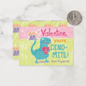 Dinosaur Classroom Valentijn Note Kaart Notitiekaartje (Voorkant / Achterkant in situ)
