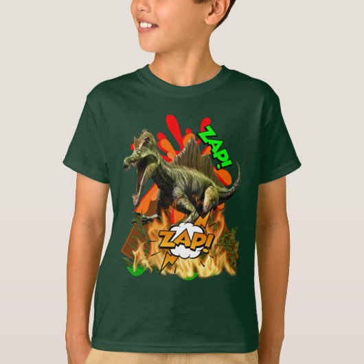 Dinosaur comic art vulcano zap prehistorische kuns t-shirt (Voorkant)