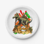 Dinosaur comic art vulcano zap prehistwhite papieren bordje (Voorkant)
