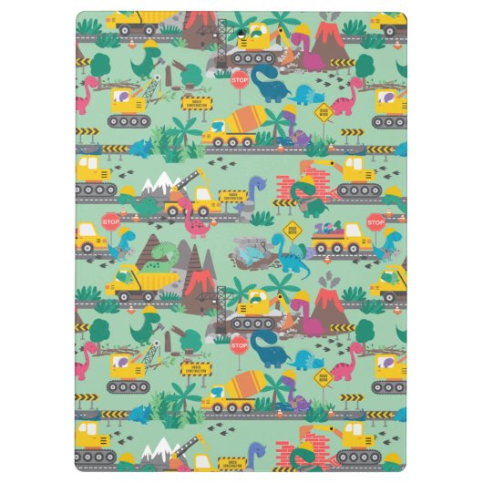 Dinosaur Construction Kinder-Personalized Klembord (Achterkant)