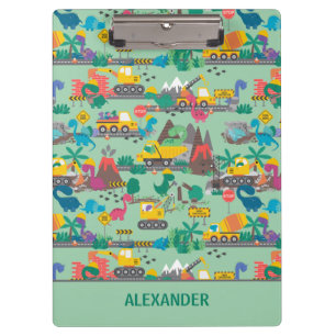 Dinosaur Construction Kinder-Personalized Klembord