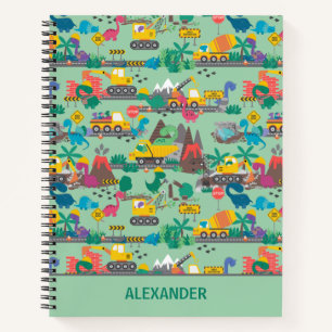 Dinosaur Construction Kinder-Personalized Notitieboek