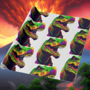 Dinosaur Cool Yellow Happy Birthday Cadeaupapier