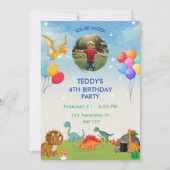 Dinosaur creuser Dino Invitations d'anniversaire (Devant)