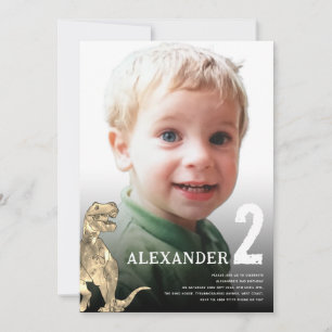 Dinosaur Custom Photo 2e Verjaardagsfeest Kaart