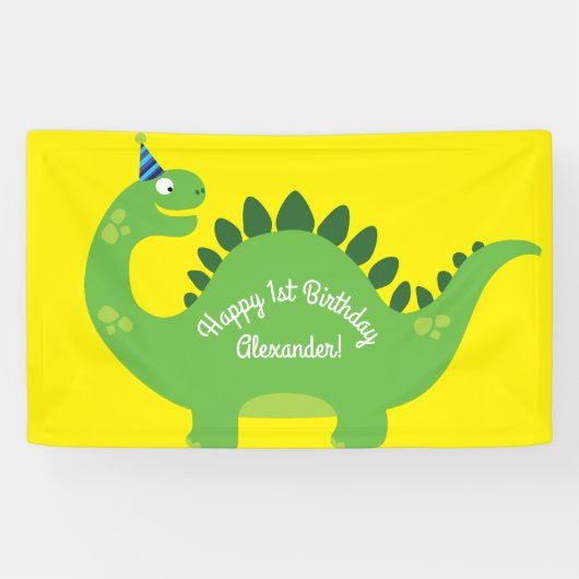 Dinosaur Cute 1st Birthday Party Banner Decor (Horizontaal)