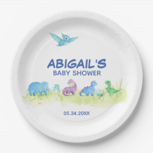 Dinosaur Cute Baby shower Waterverf Party Papieren Bordje