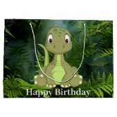 Dinosaur Cute Green Jurassic Party Groot Cadeauzakje (Achterkant)