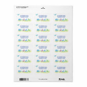 Dinosaur Cute Party Return Address Etiket (Full Sheet)