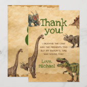 Dinosaur Dank je kaarten, Dank je wel. Notitiekaartje (Voorkant / Achterkant)