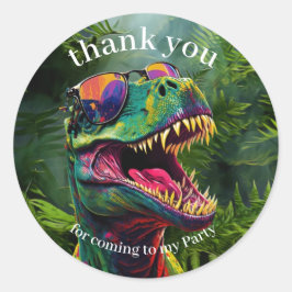 Dinosaur Dank u kinder Oerwoud Ronde Sticker