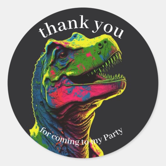 Dinosaur Dank u roze Classic Round Sticker (Voorkant)