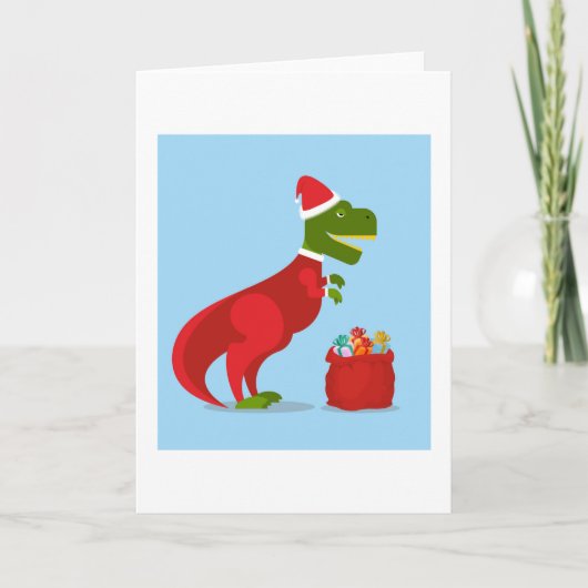 DINOSAUR DE CARTE DE NOËL AVEC chapeau DE Père Noë (Devant)
