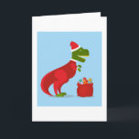 DINOSAUR DE CARTE DE NOËL AVEC chapeau DE Père Noë<br><div class="desc">PERSONNALISABLE </div>