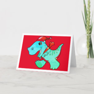 DINOSAUR DE NOËL POUR LES ENFANTS CARTE DE SALUT