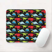 Dinosaur Design Blue Red Green op zwart Muismat (Met muis)