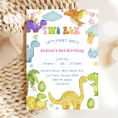 Dinosaur Deux Invitation de fête d'anniversaire