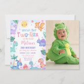 Dinosaur Deux Rex 2e Anniversaire Photo Invitation (Devant)