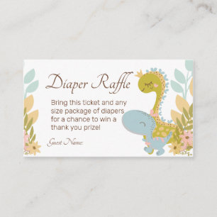 Dinosaur Diaper Raffle Ticket Enclosure Card Informatiekaartje