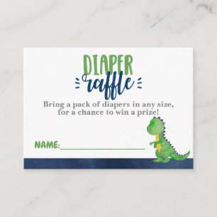 Dinosaur Diaper Raffle Ticket Invitation Insert Informatiekaartje