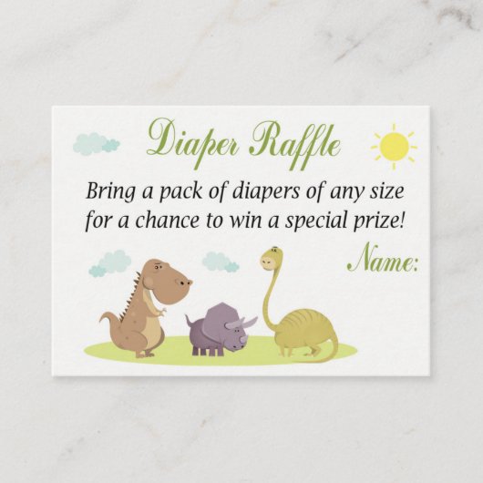 Dinosaur Diaper Raffle Tickets (Voorkant)