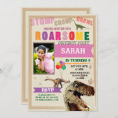 Dinosaur Dig fête d'anniversaire T-Rex Invitation  (Devant / Derrière)