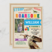 Dinosaur Dig fête d'anniversaire T-Rex Invitation  (Devant / Derrière)