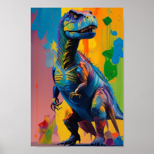 Dinosaur Digital Art: Helderheid en levendige T-Re Poster (Voorkant)
