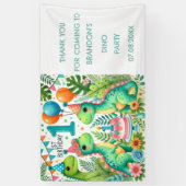 Dinosaur Dino 1e verjaardag Spandoek (Verticaal)