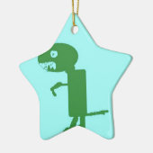 Dinosaur Dino, Green Blue Digital Kinder Art Keramisch Ornament (Links)