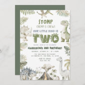 Dinosaur Dino Invitation de fête d'anniversaire (Devant / Derrière)