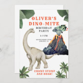 Dinosaur Dino-mite Anniversaire Invitation (Devant / Derrière)