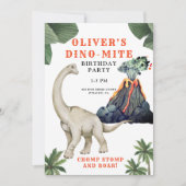 Dinosaur Dino-mite Birthday Party Invitation Kaart (Voorkant)