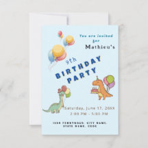 Dinosaur dino party kids verjaardag blauw grappig