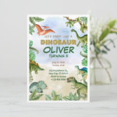 Dinosaur Dino T-rex 5e anniversaire Invitations Ca (Debout devant)