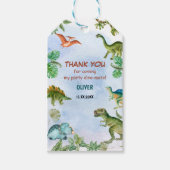 Dinosaur Dino T-rex verjaardagscadeau Bedankt Cadeaulabel (Voorkant)