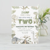 Dinosaur Dino verjaardagsfeestje uitnodiging (Staand voorkant)