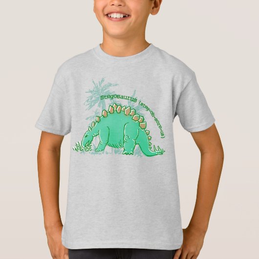 Dinosaur dit Stégosaurus garçons t-shirt bleu (Devant)