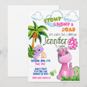 Dinosaur draaien 9 verjaardag uitnodiging (Voorkant / Achterkant)