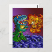 Dinosaur Dragon die Marshmallows met adem koken Briefkaart (Voorkant / Achterkant)