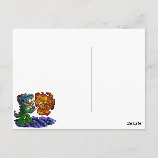Dinosaur Dragon die Marshmallows met adem koken Briefkaart (Achterkant)