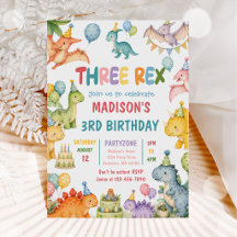 Dinosaur Drie Rex 3de Verjaardagsfeestje