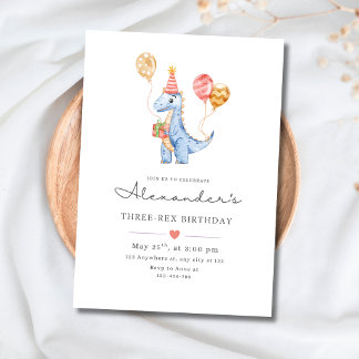 Dinosaur Drie Rex Verjaardag Minimalistisch Dino J Kaart