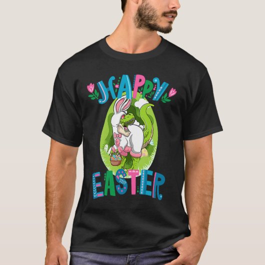 Dinosaur Easter Basket With Eggs Happy Easter  1 T-shirt (Voorkant)