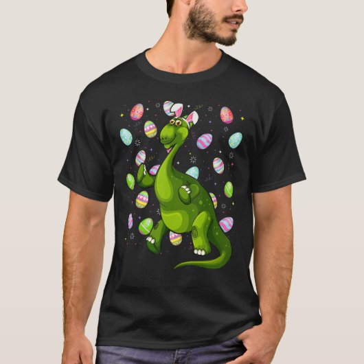 Dinosaur Easter Egg Funny Brontosaurus Pasen T-shirt (Voorkant)