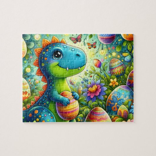 Dinosaur Easter Egg Garden Legpuzzel (Horizontaal)