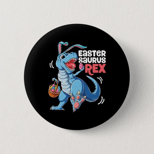 Dinosaur Easter Saurus T Rex Boys Girls Kinder Bun Ronde Button 5,7 Cm (Voorkant)