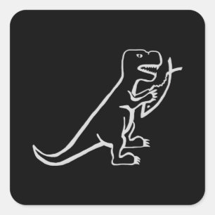 Dinosaur Eating Fish  Vierkante Sticker