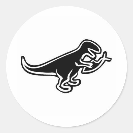 Dinosaur Eating Jesus Fish Ronde Sticker (Voorkant)